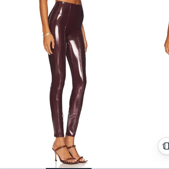 SPANX Faux Patent Leather Leggings in Color Ruby, Size Petite Large - Picture 8 of 8